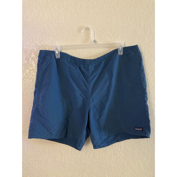 Mens Patagonia Swim Trunks Slate Blue 42” Elastic Waist Drawstring Pockets - Picture 1 of 13